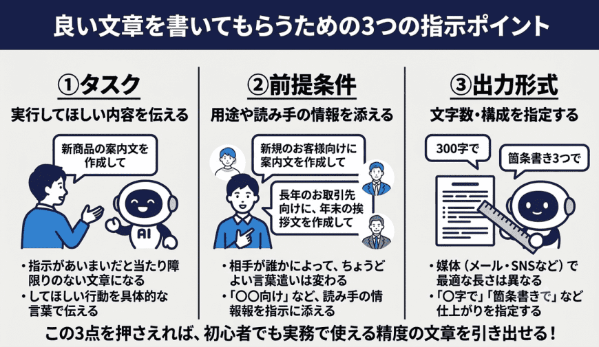 良い文章を書いてもらうための3つの指示ポイント