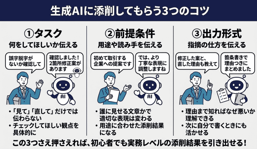 生成AIに添削してもらう3つのコツ
