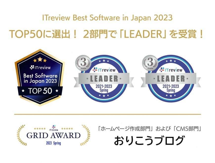 ITreview Best Software in Japan 2023 TOP50に選出！ 2部門で「LEADER」を受賞！